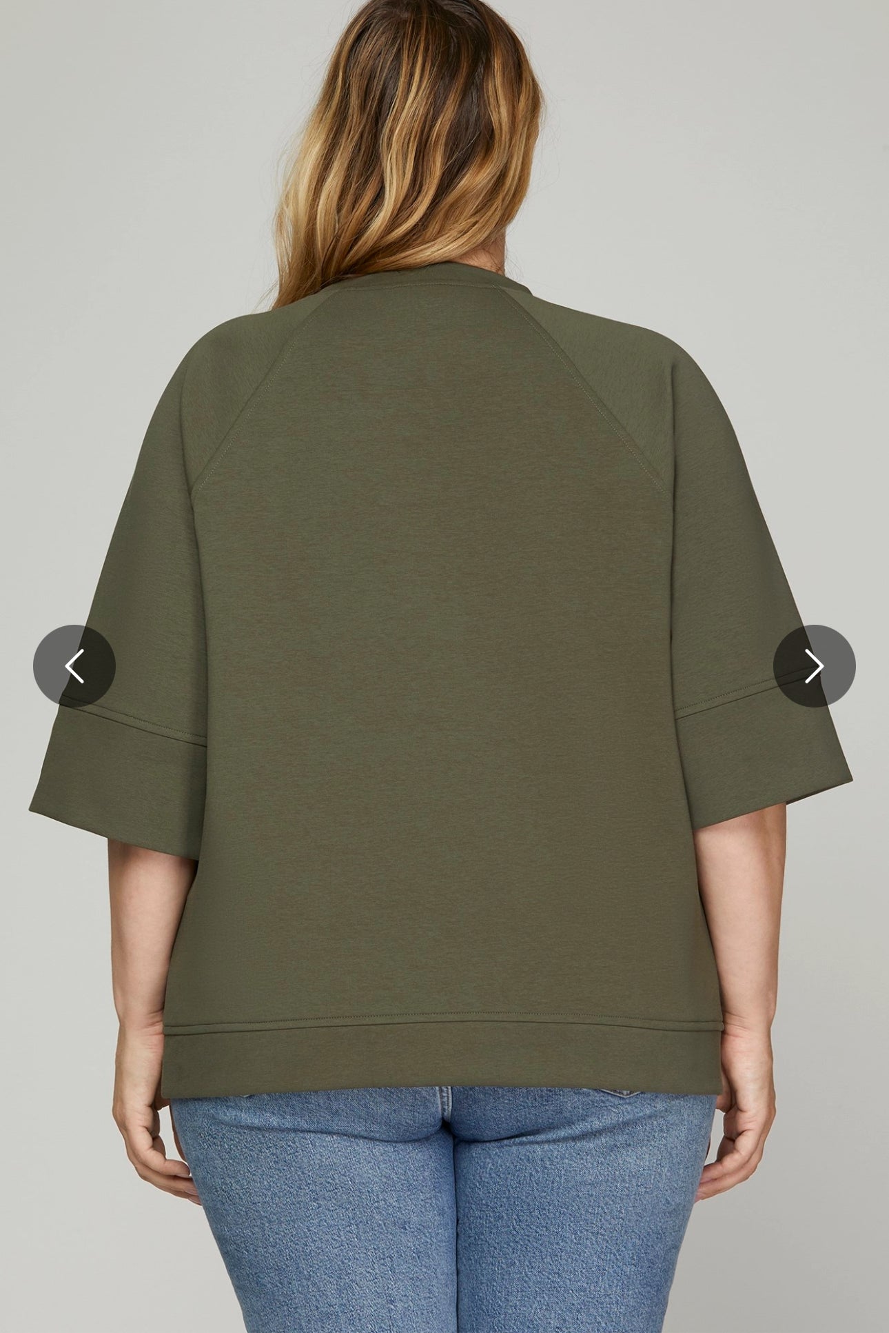 Plus Size 3/4 Sleeve Scuba Knit Top