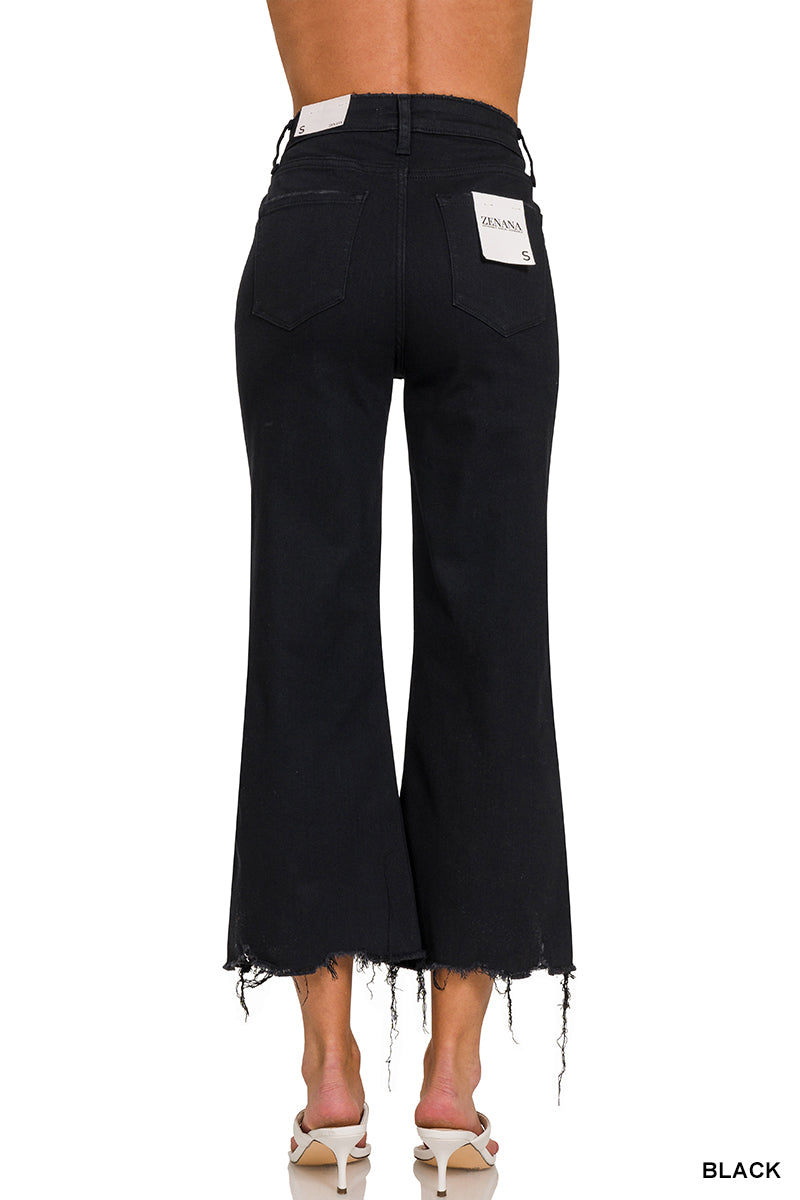 Distressed Knee Flare Crop Jeans