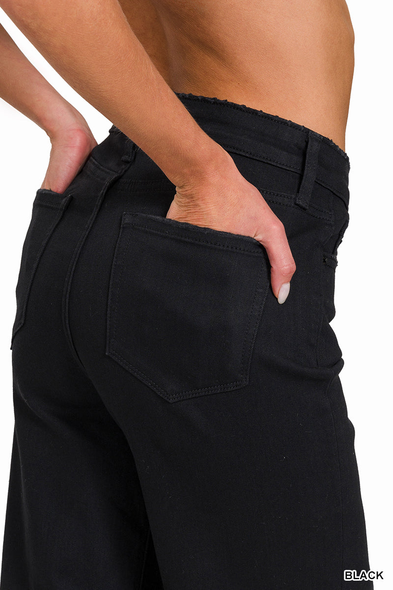 Distressed Knee Flare Crop Jeans