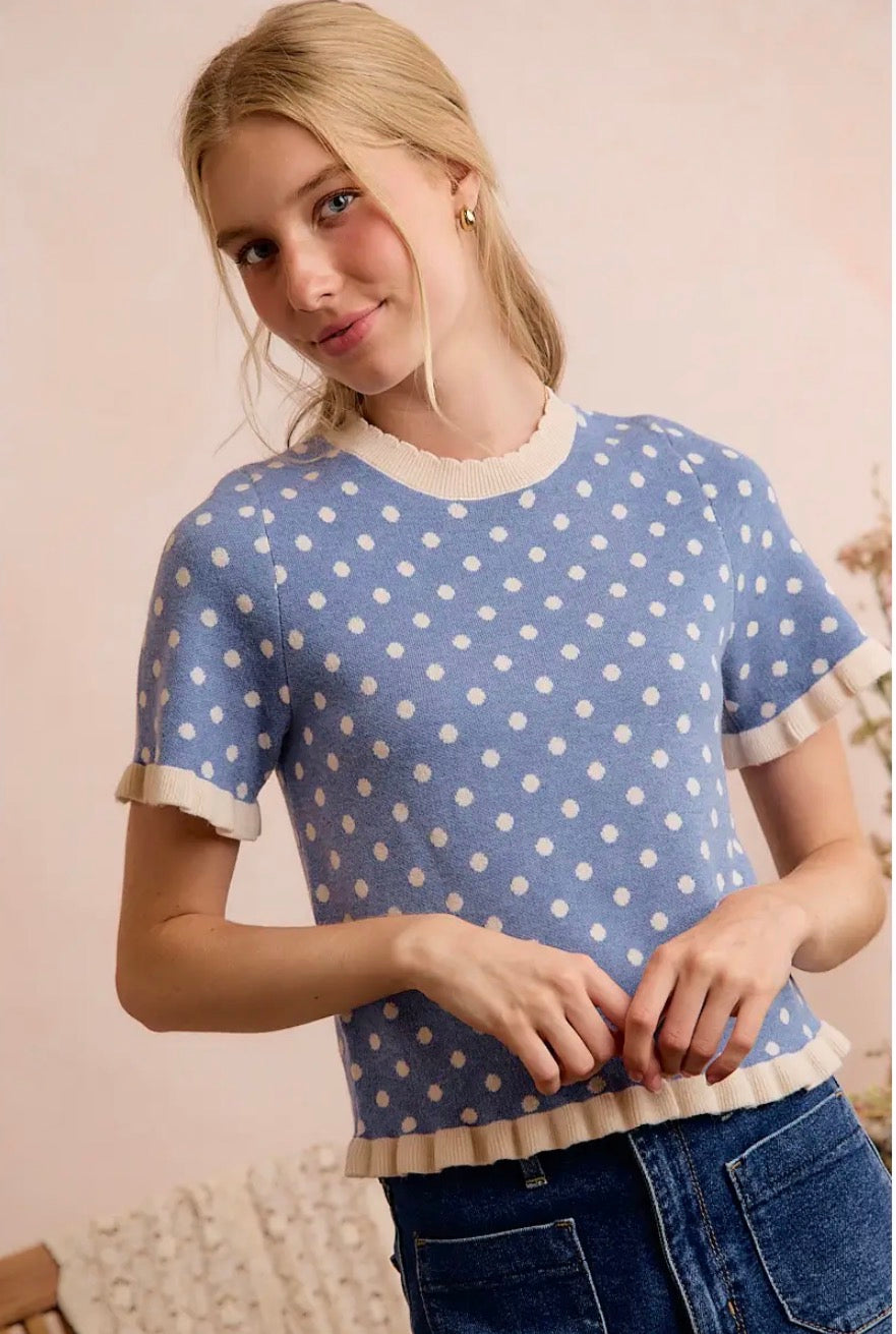 Blue Belle Dot Top