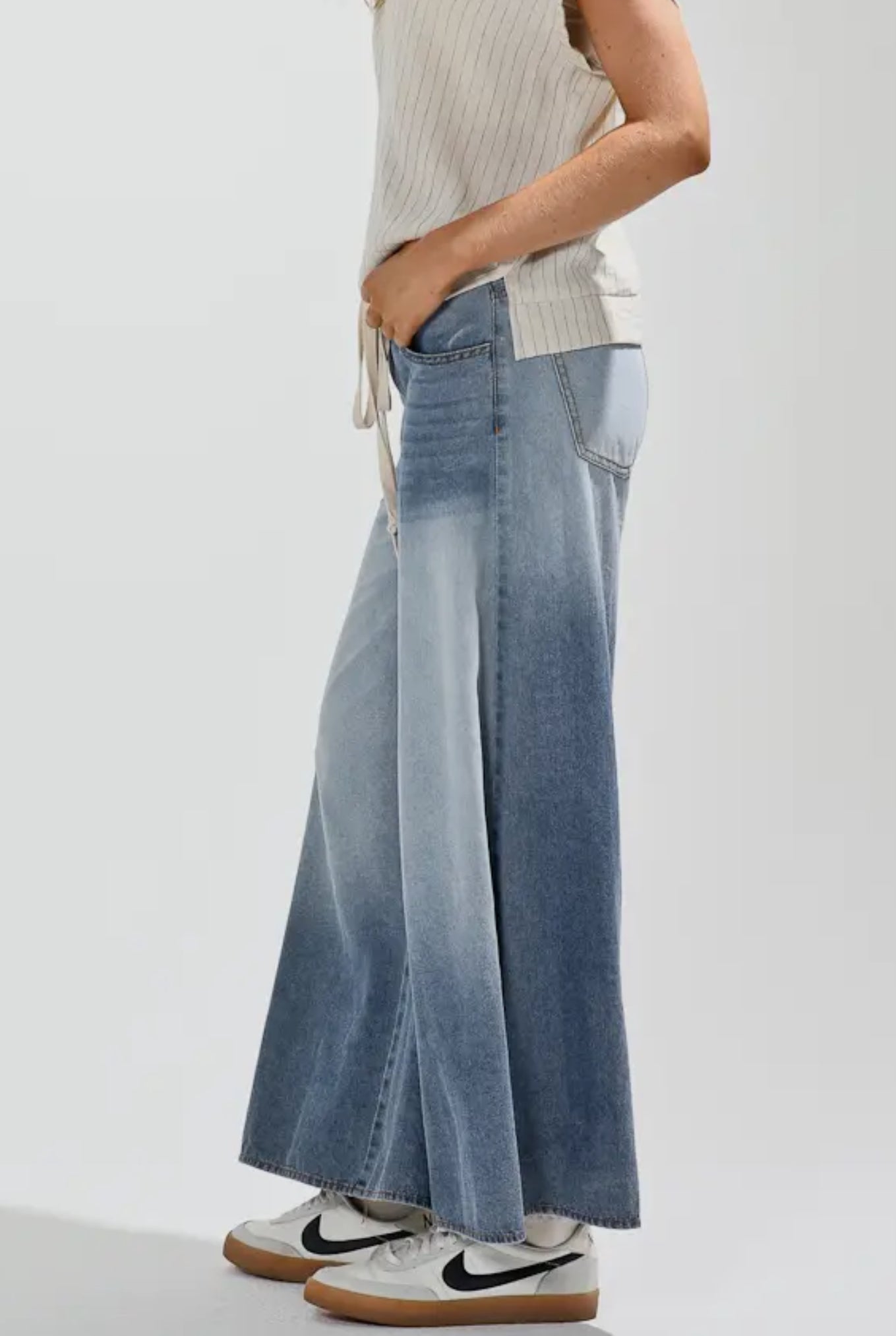 Ombre Drawstring Denim Pants