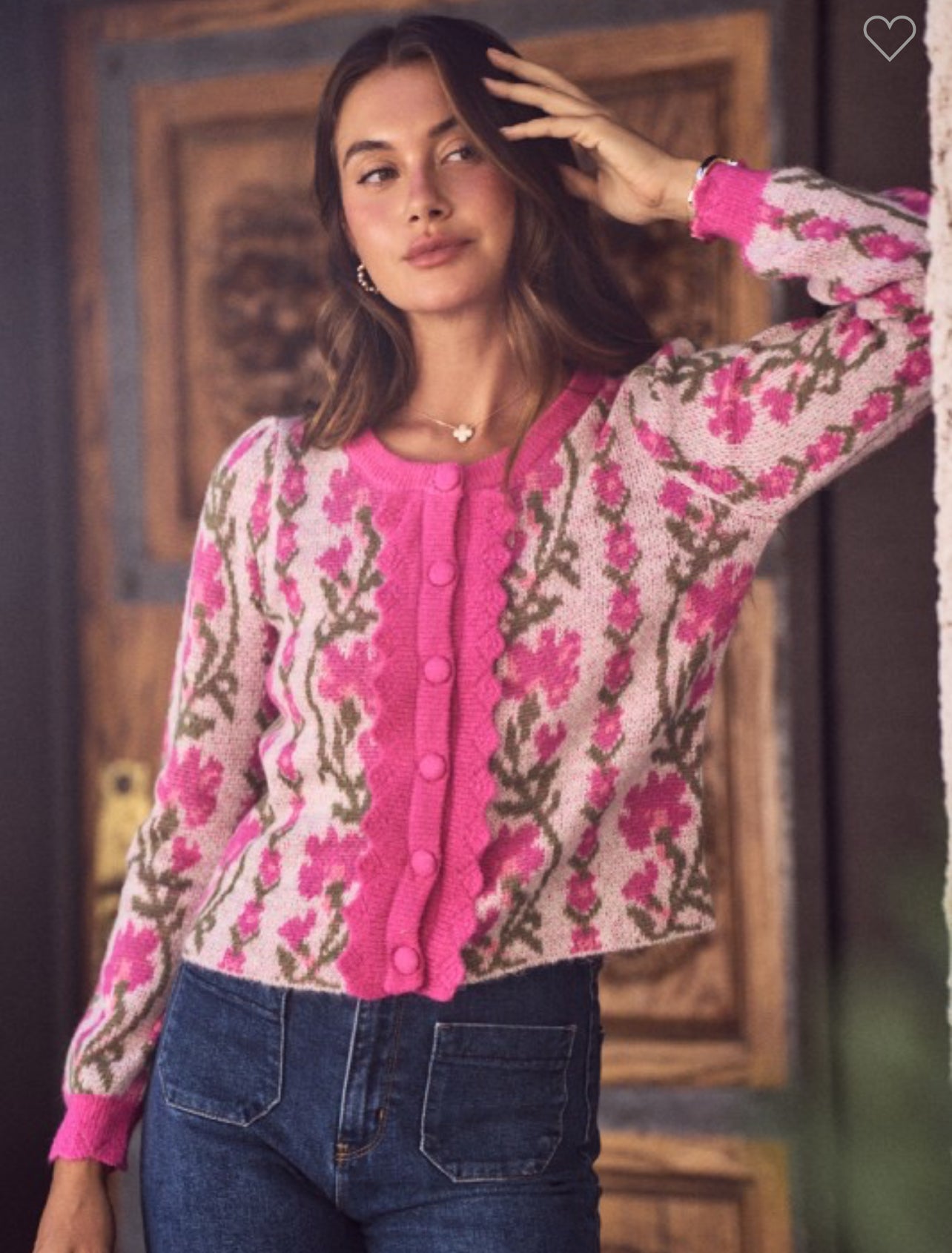 Floral Scalloped Sweater Cardigan