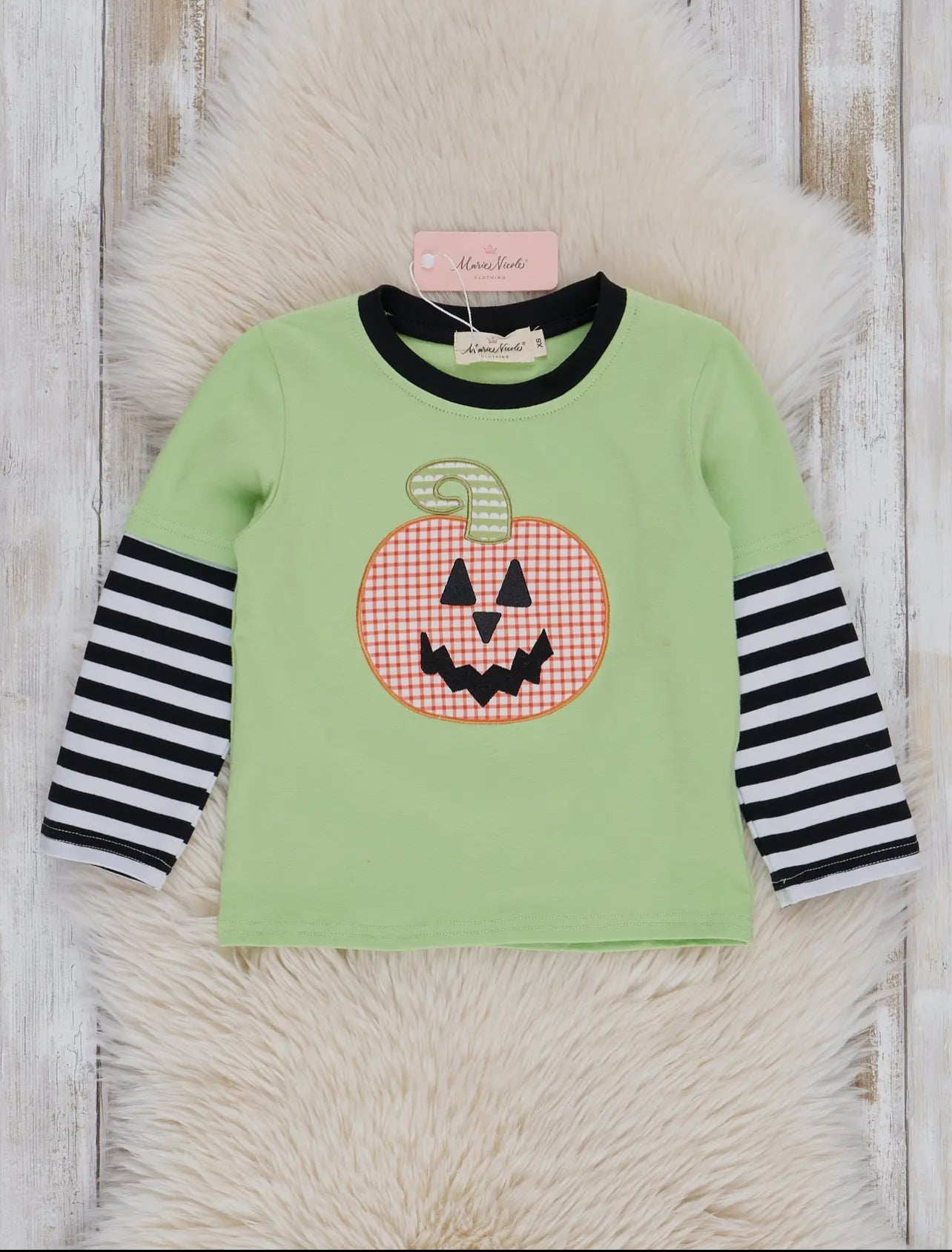 Lime Embroidered Pumpkin Tee