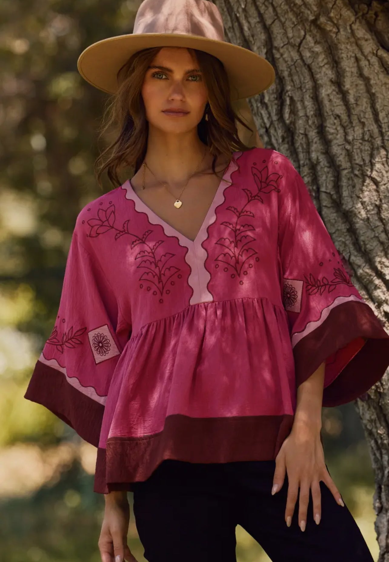 Color Block Airflow Peasant Blouse