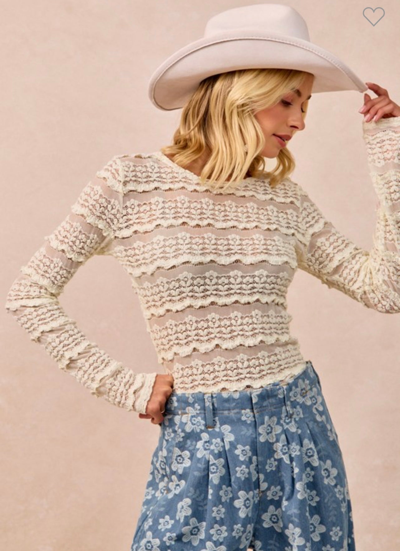 Ruffle Detail Flower Lace Top