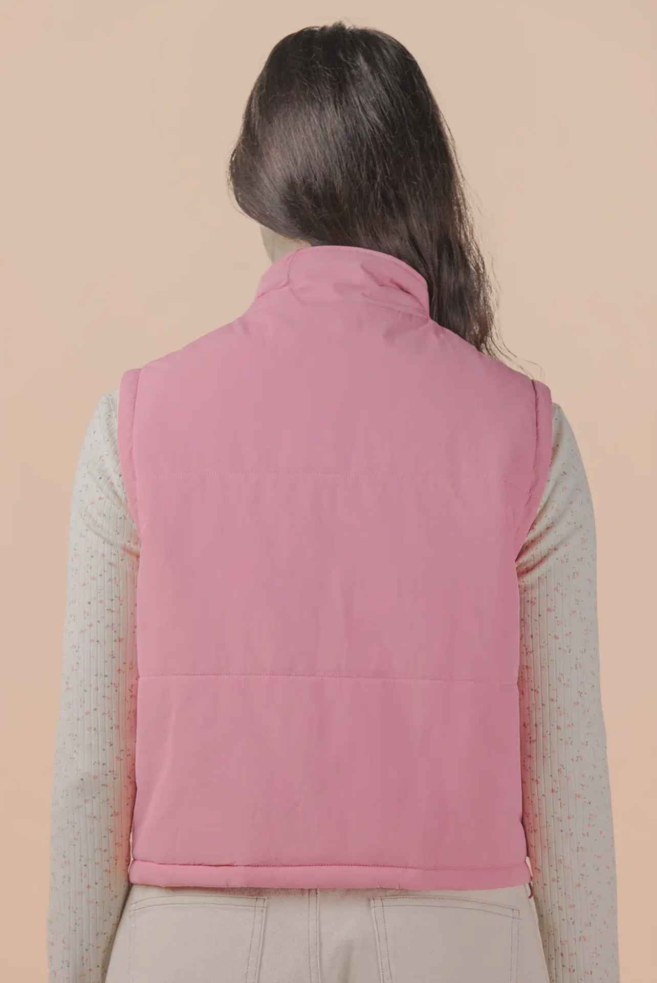 Tie Detail Mock Neck Puffer Vest