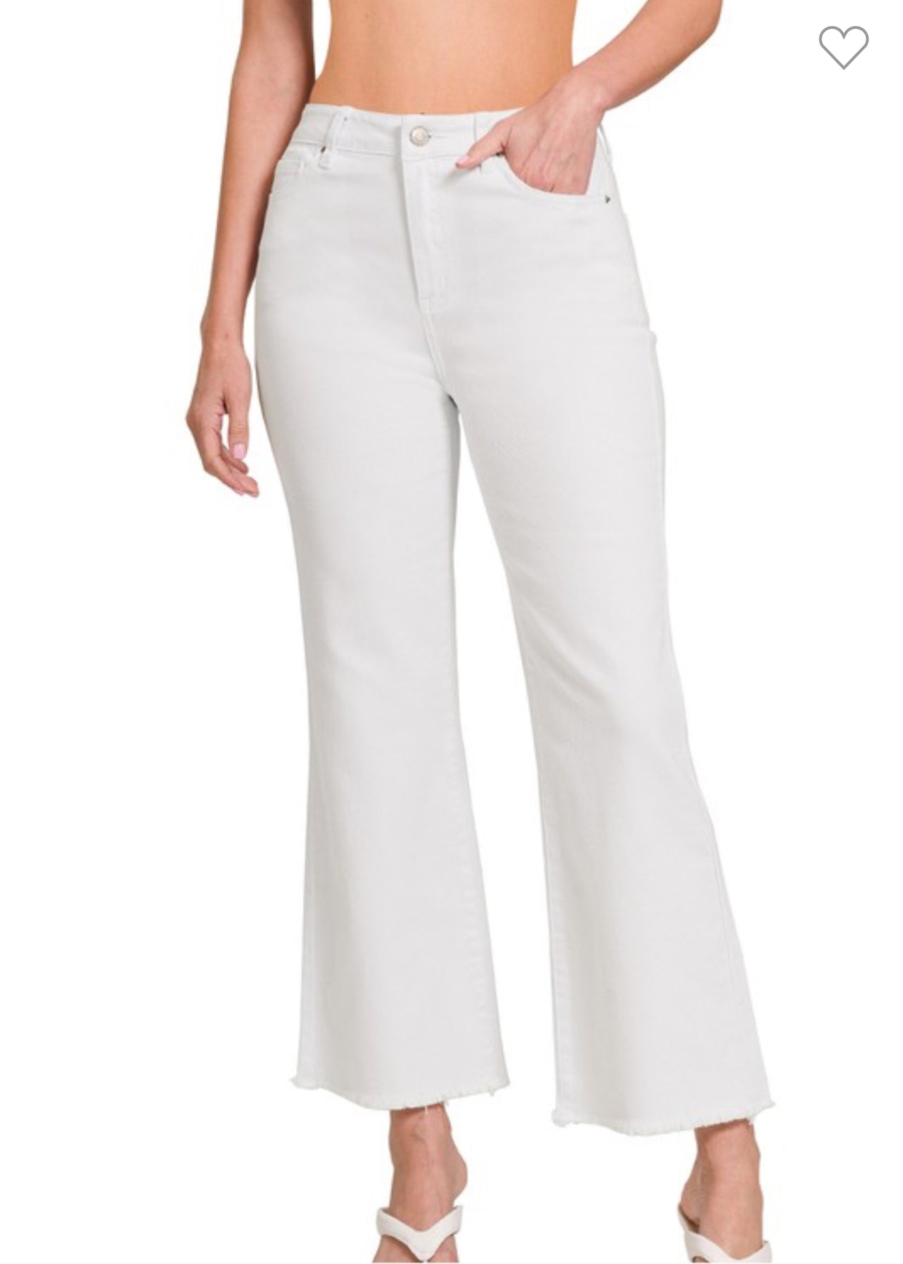 Acid Washed High Waisted Frayed Hem Straight Pants