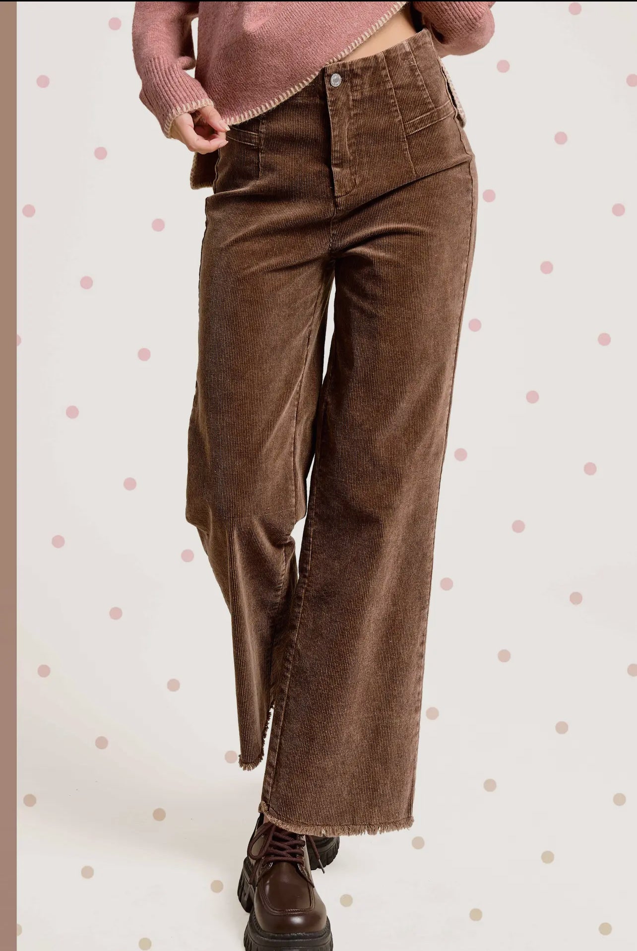 Mineral Washed High Waisted Wide Leg Corduroy Pants