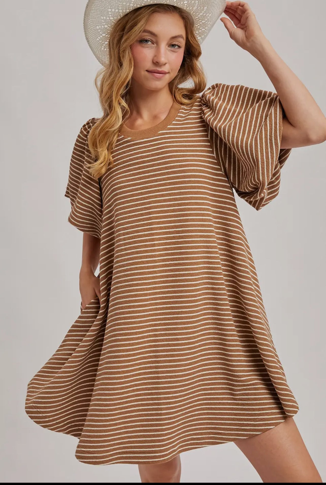 Puff Sleeve Striped Dress