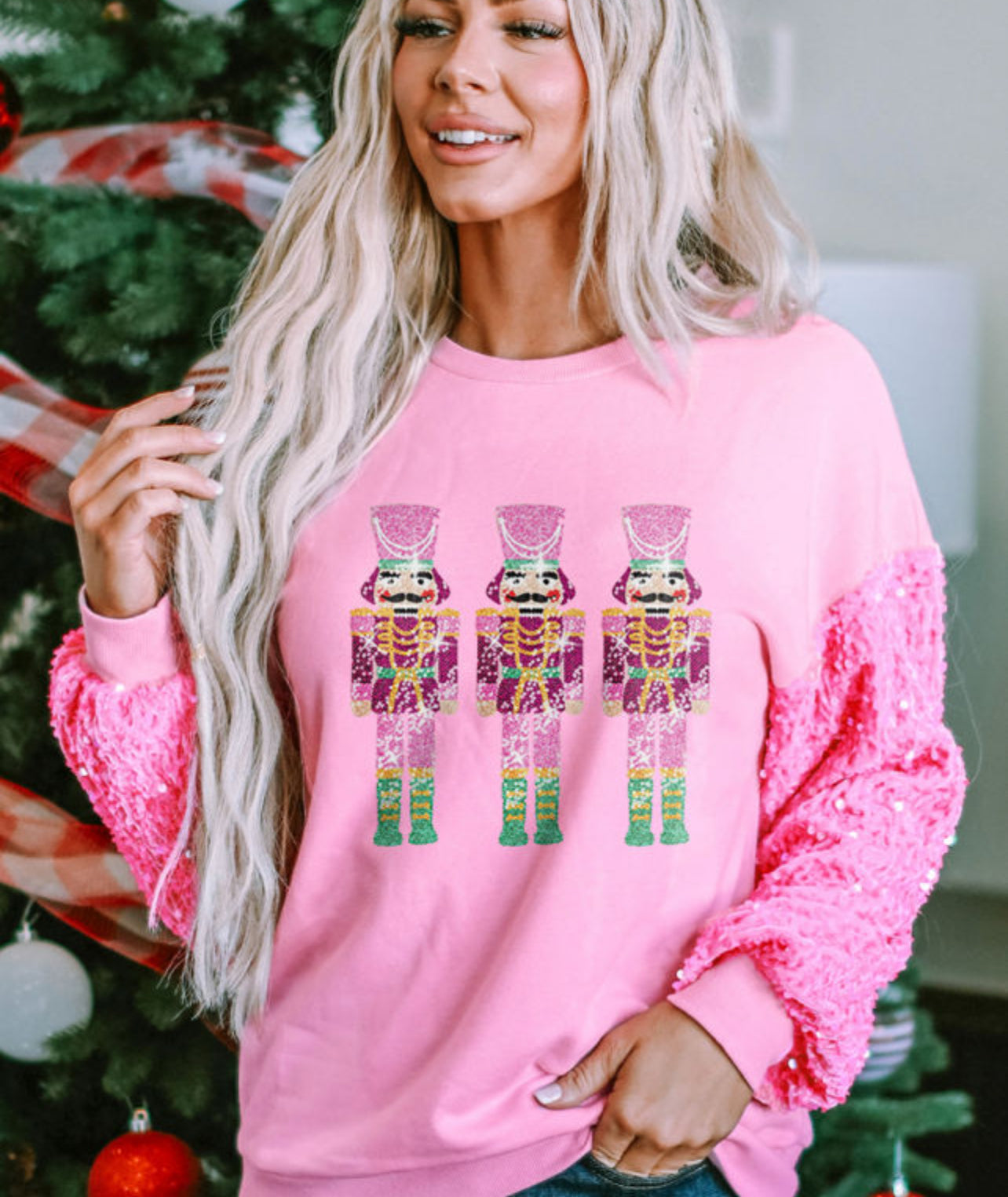 Pink Christmas Nutcracker Sequin