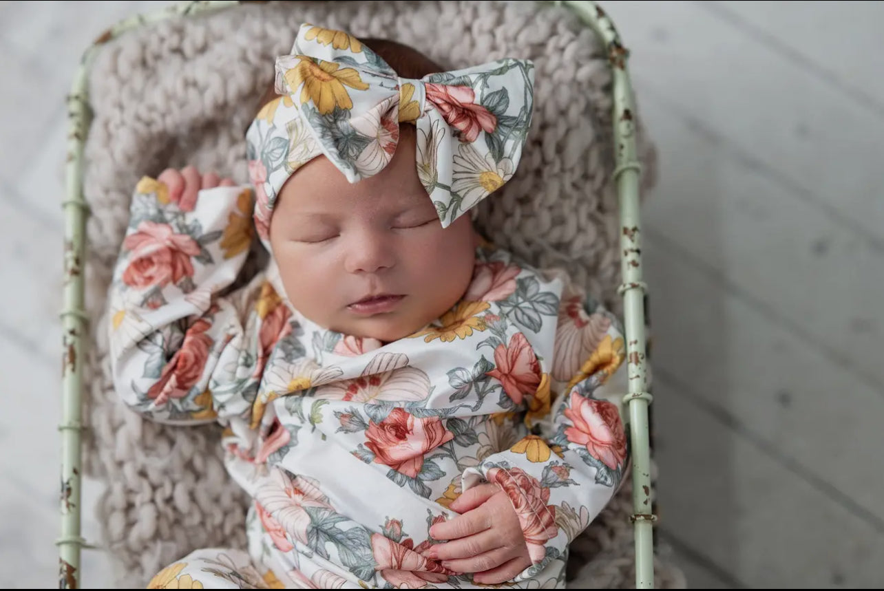 Botanical Ecru Baby Gown - Talk of the Town