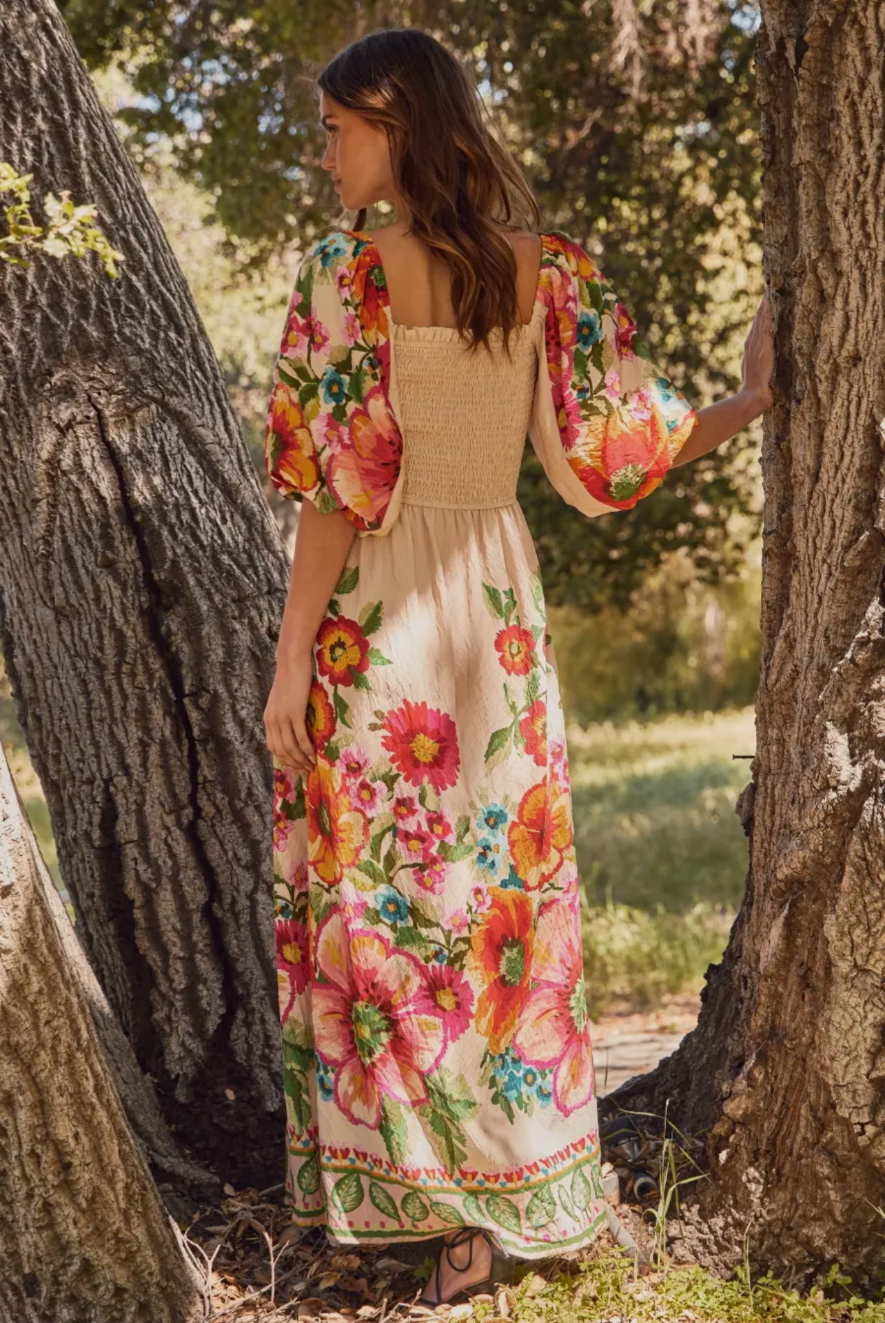 Plus Floral Border Printed Maxi Dress