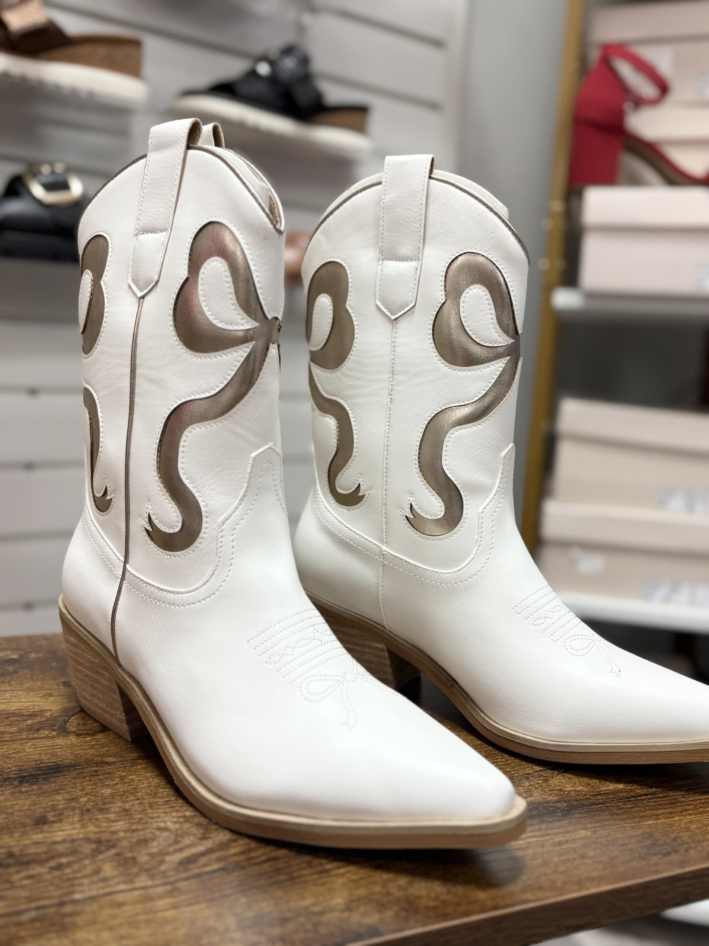 White - Gold Miriam Bow Booties