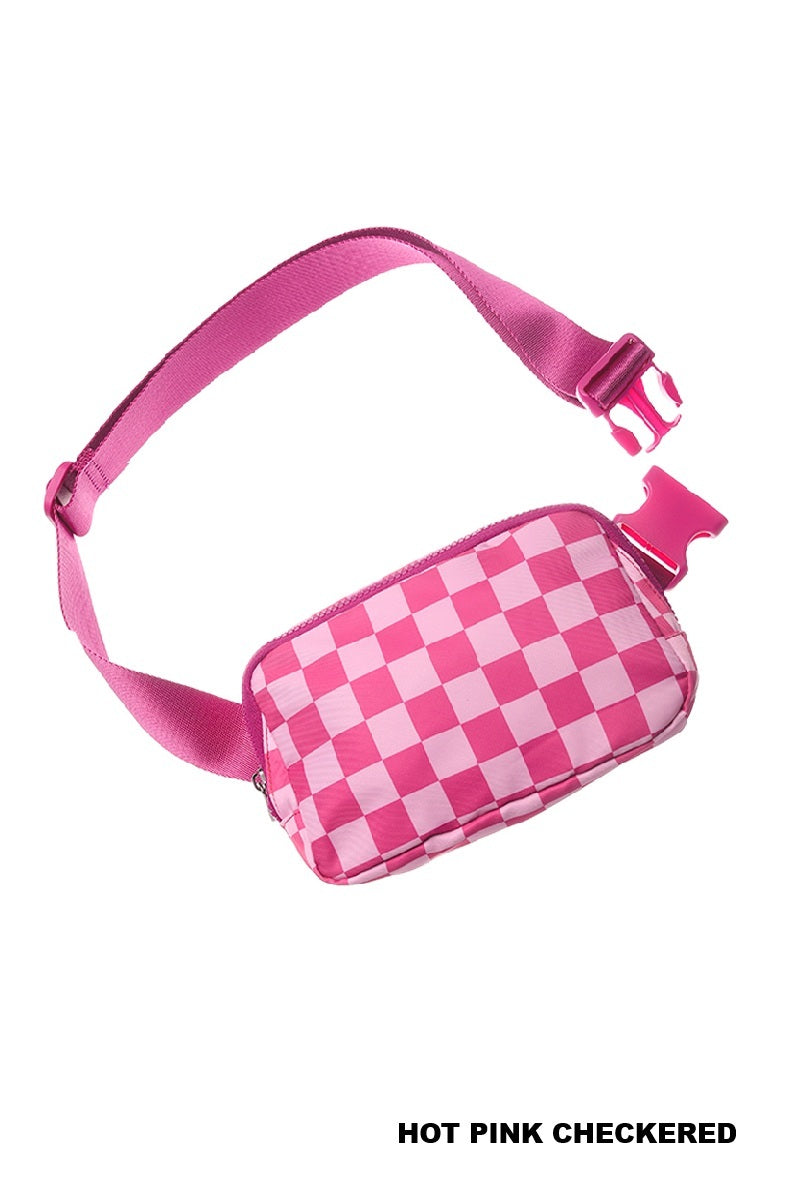 Hot Pink Checkered Belt Bag