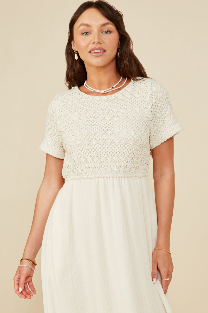 Crochet Mix Media Midi Dress