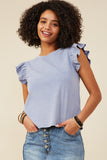 Womens Washed Ribbed Flutter Sleeve Knit Tank