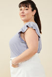 Womens Washed Ribbed Flutter Sleeve Knit Tank