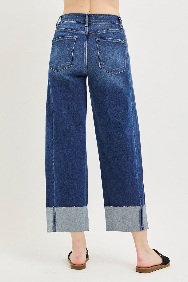 Risen-SLOUCHY CROP BARREL CUFFED JEANS