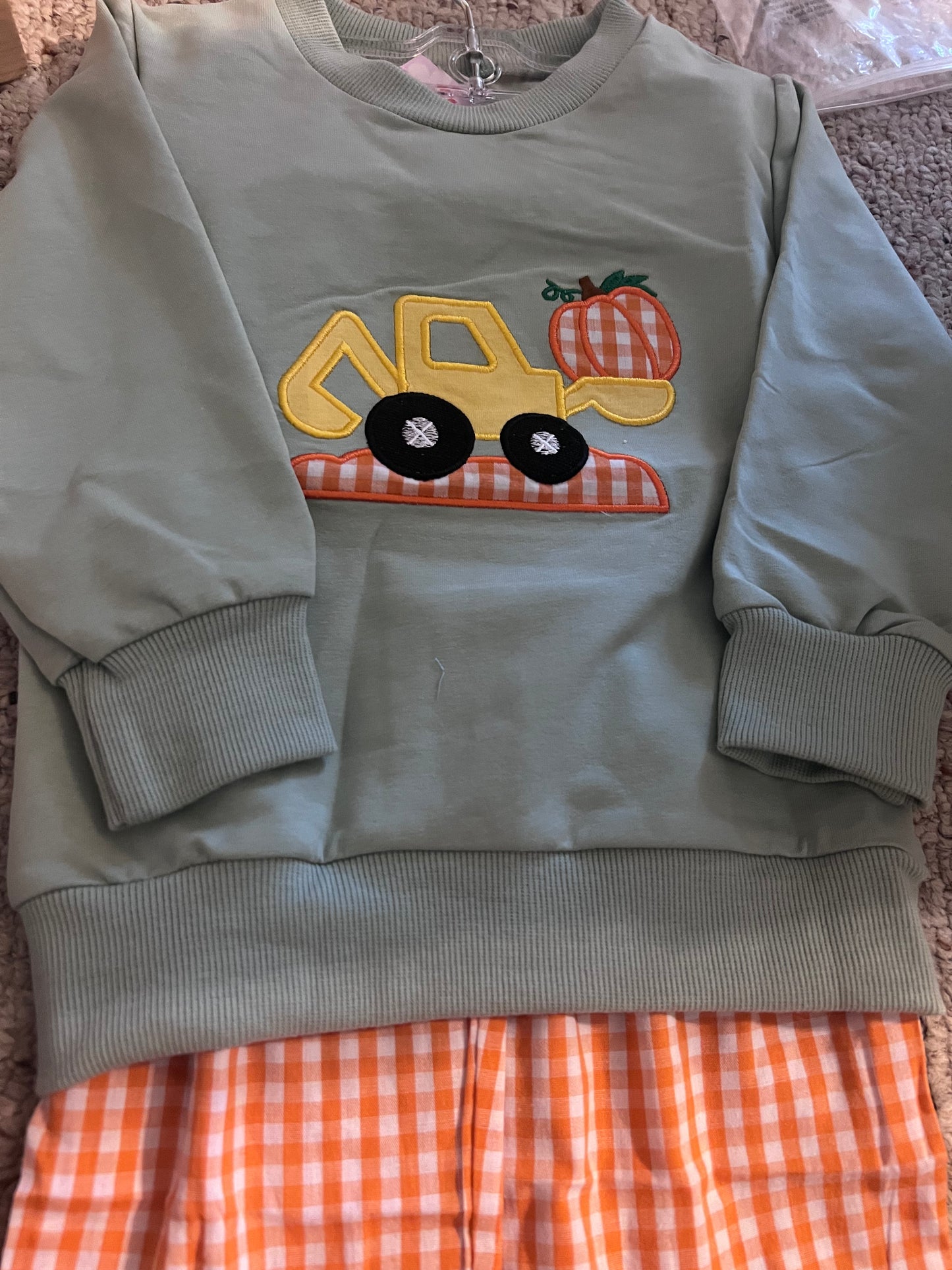 Pumpkin Bulldozer Pants Set