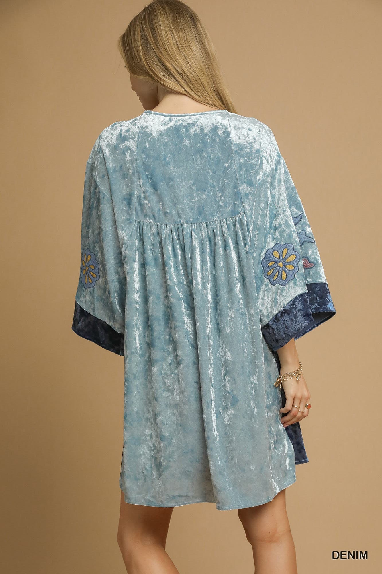 Velvet Floral Embroidery Swing Dress