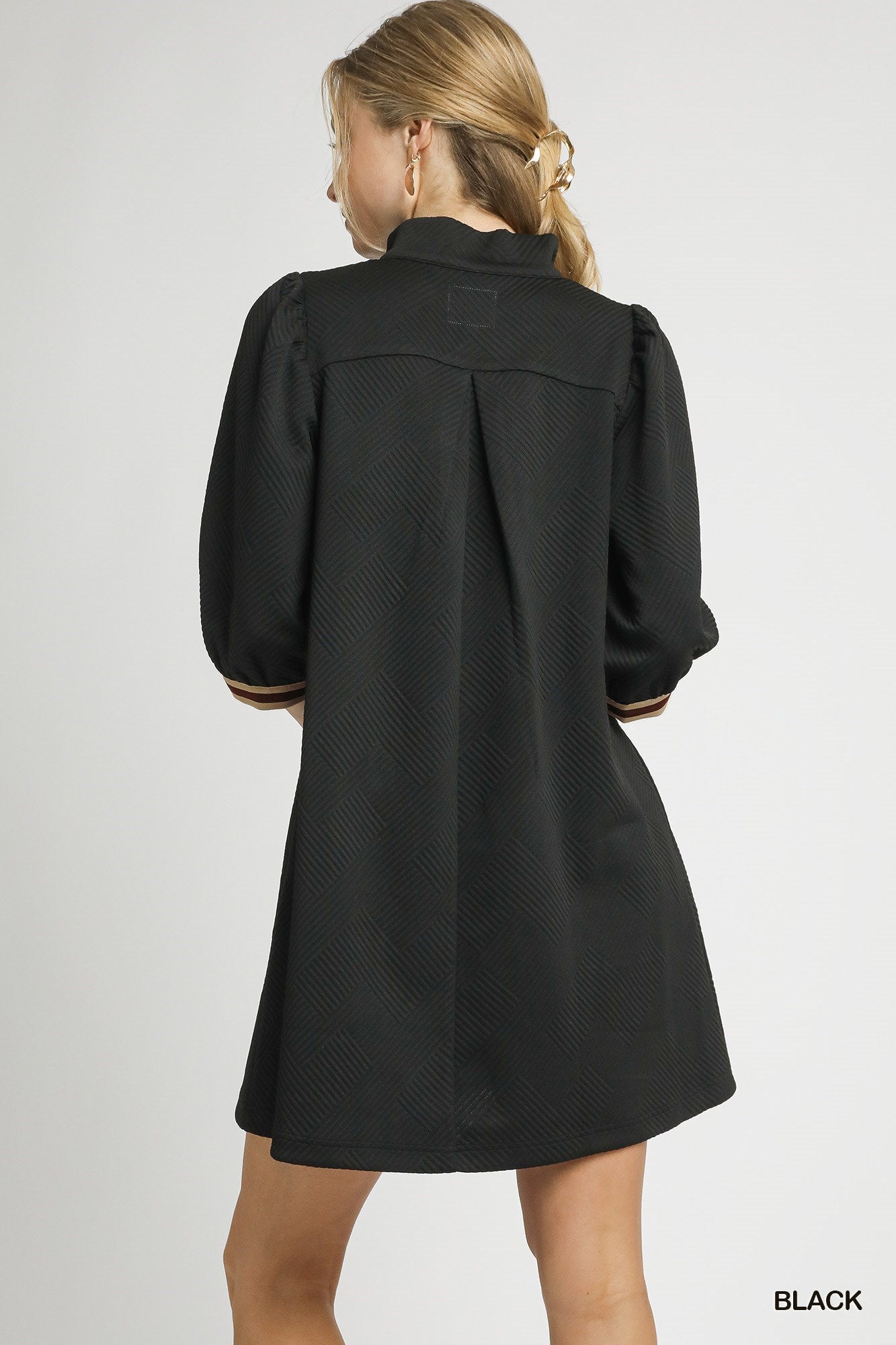 High Neck Jacquard Mini Dress