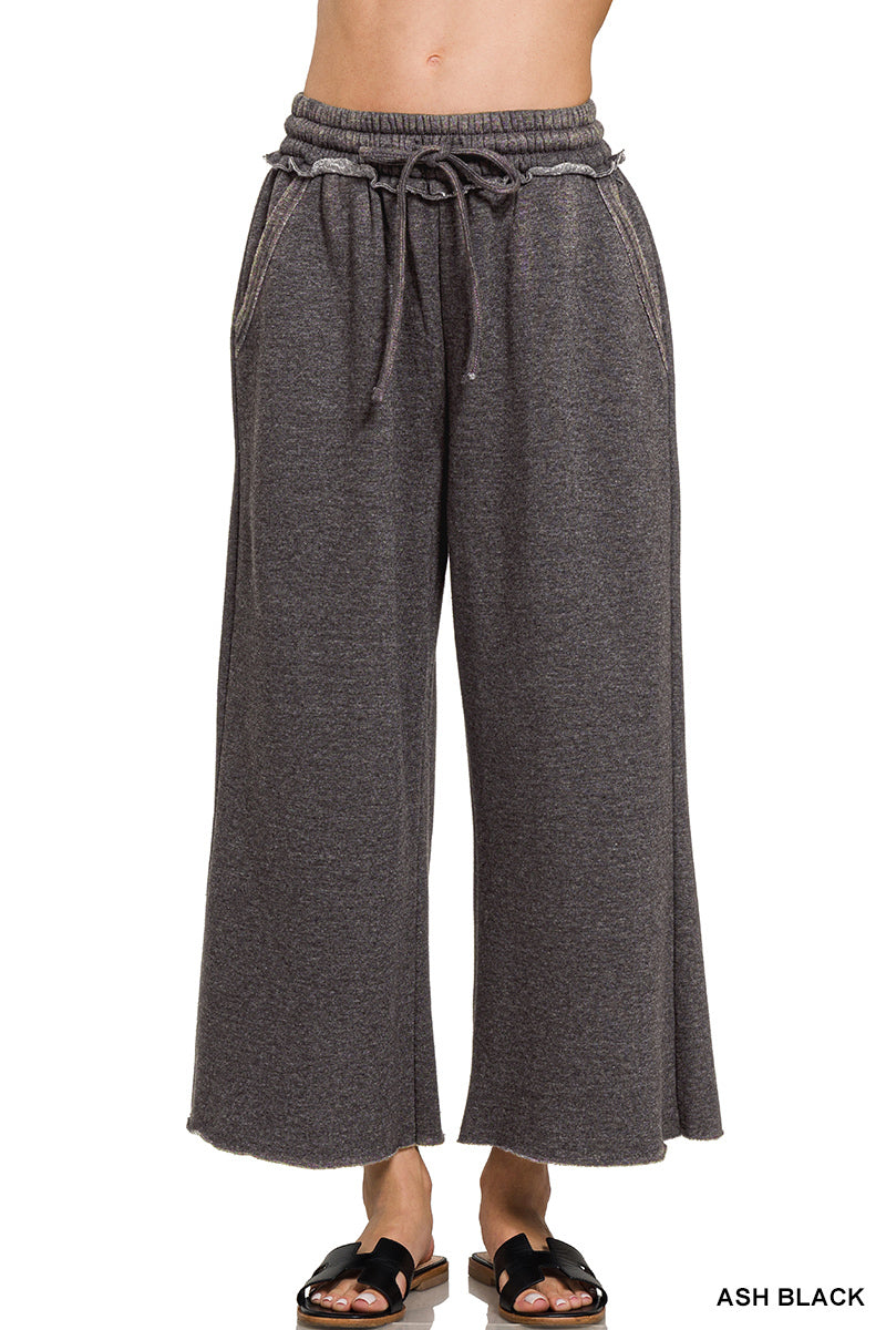 Acid Wash Fleet Palazzo Sweatpants