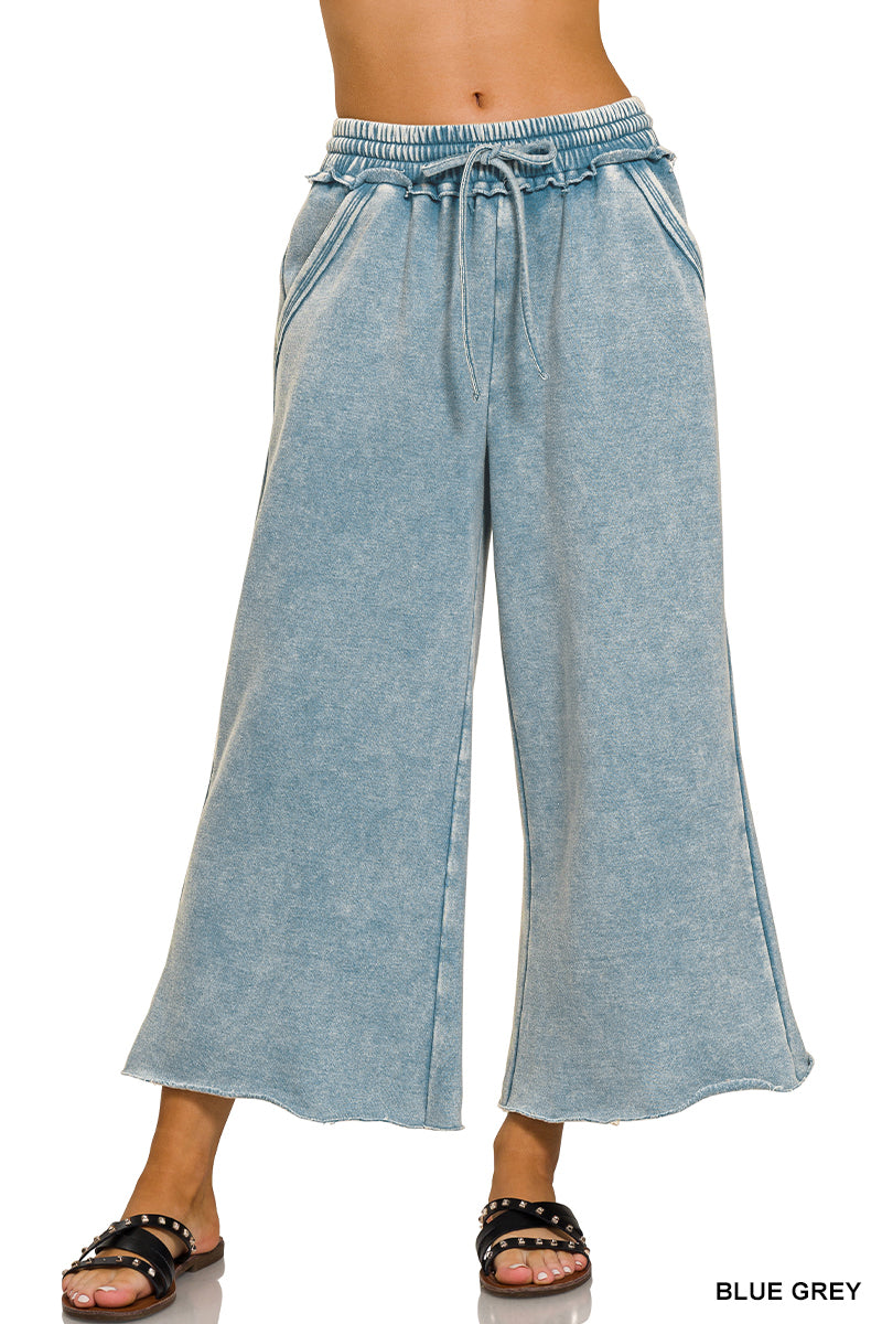 Acid Wash Fleet Palazzo Sweatpants