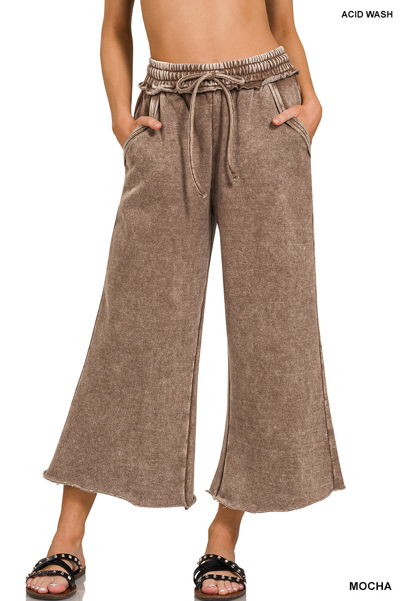 Acid Wash Fleet Palazzo Sweatpants