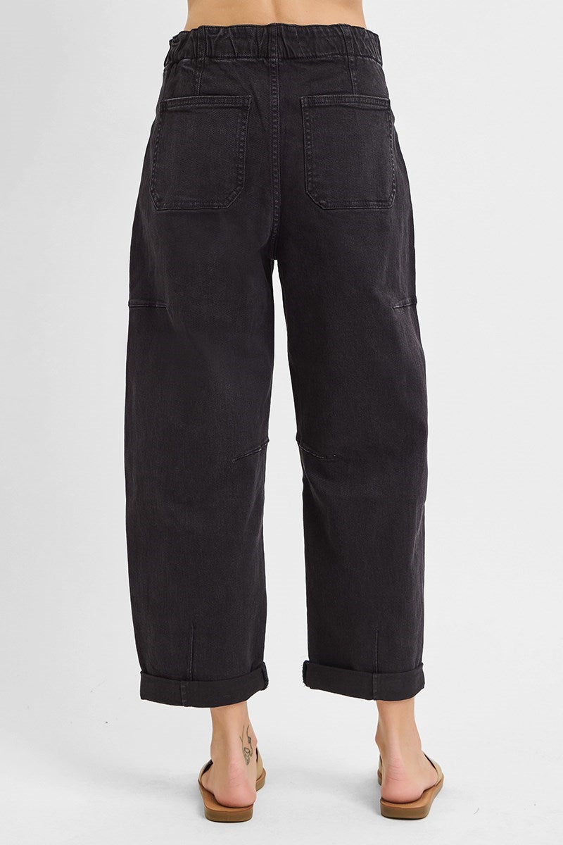 High Rise Crop Widen Barrel Cargo Pants