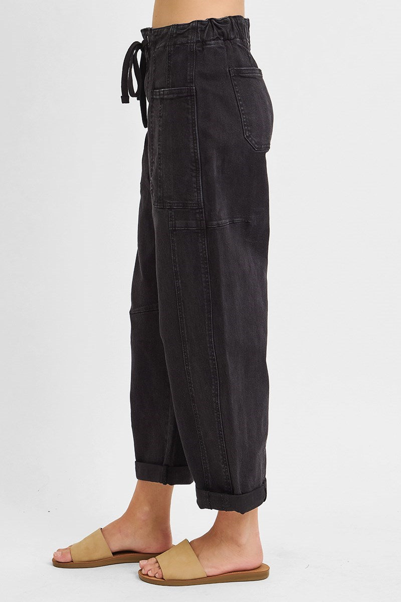 High Rise Crop Widen Barrel Cargo Pants