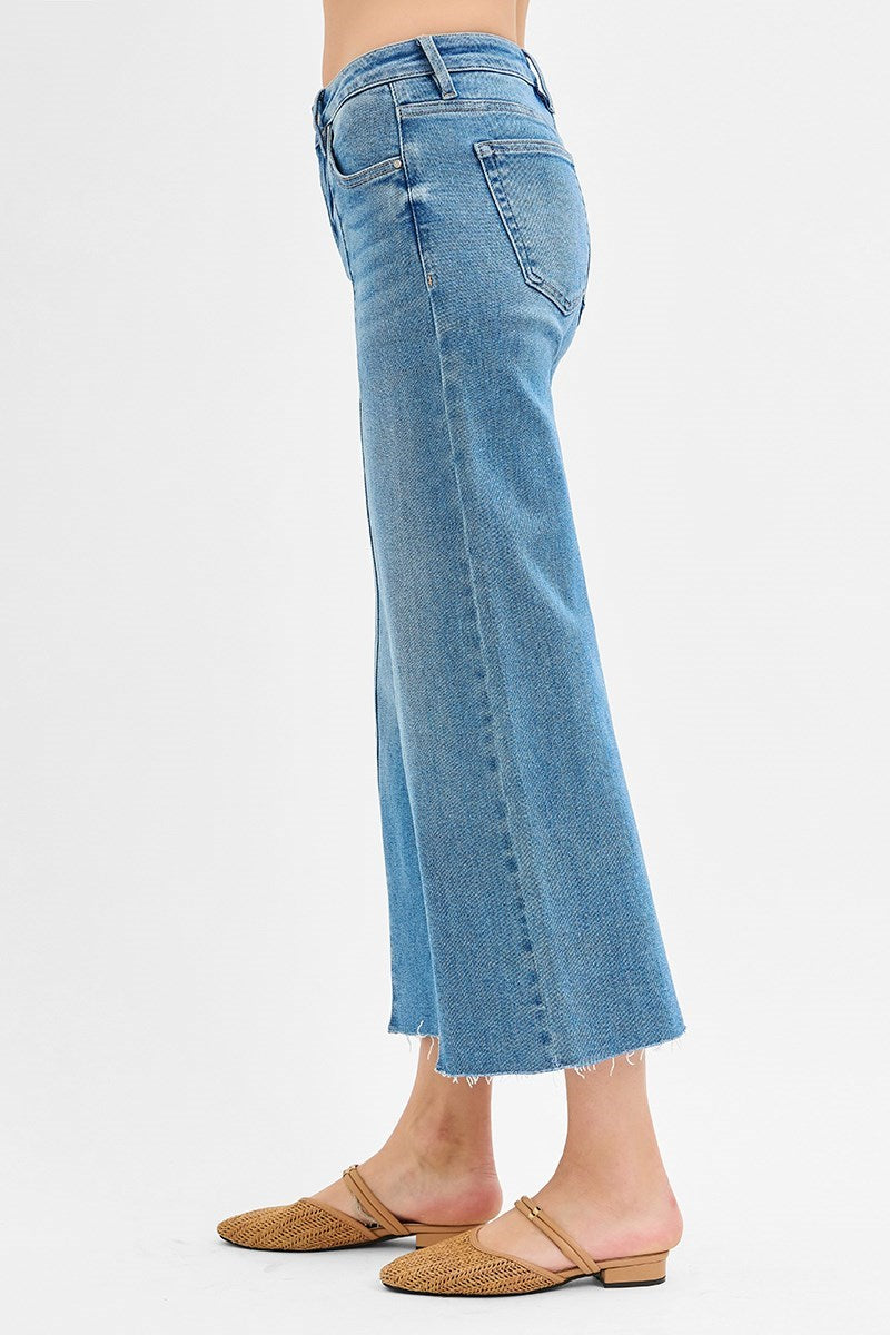TC- Mid Rise Crop Wide Medium Jeans
