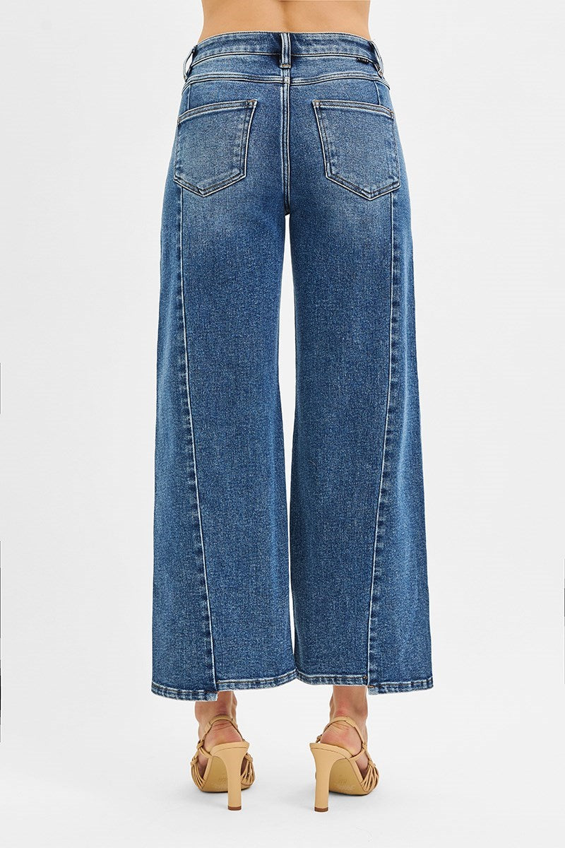 High Rise Crop Wide Sort Step Hem Jean