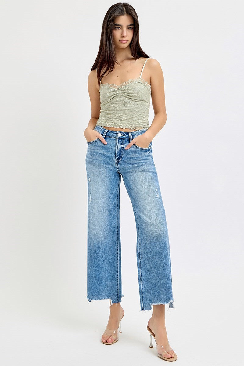 High Rise Crop Wide Leg Medium Jeans