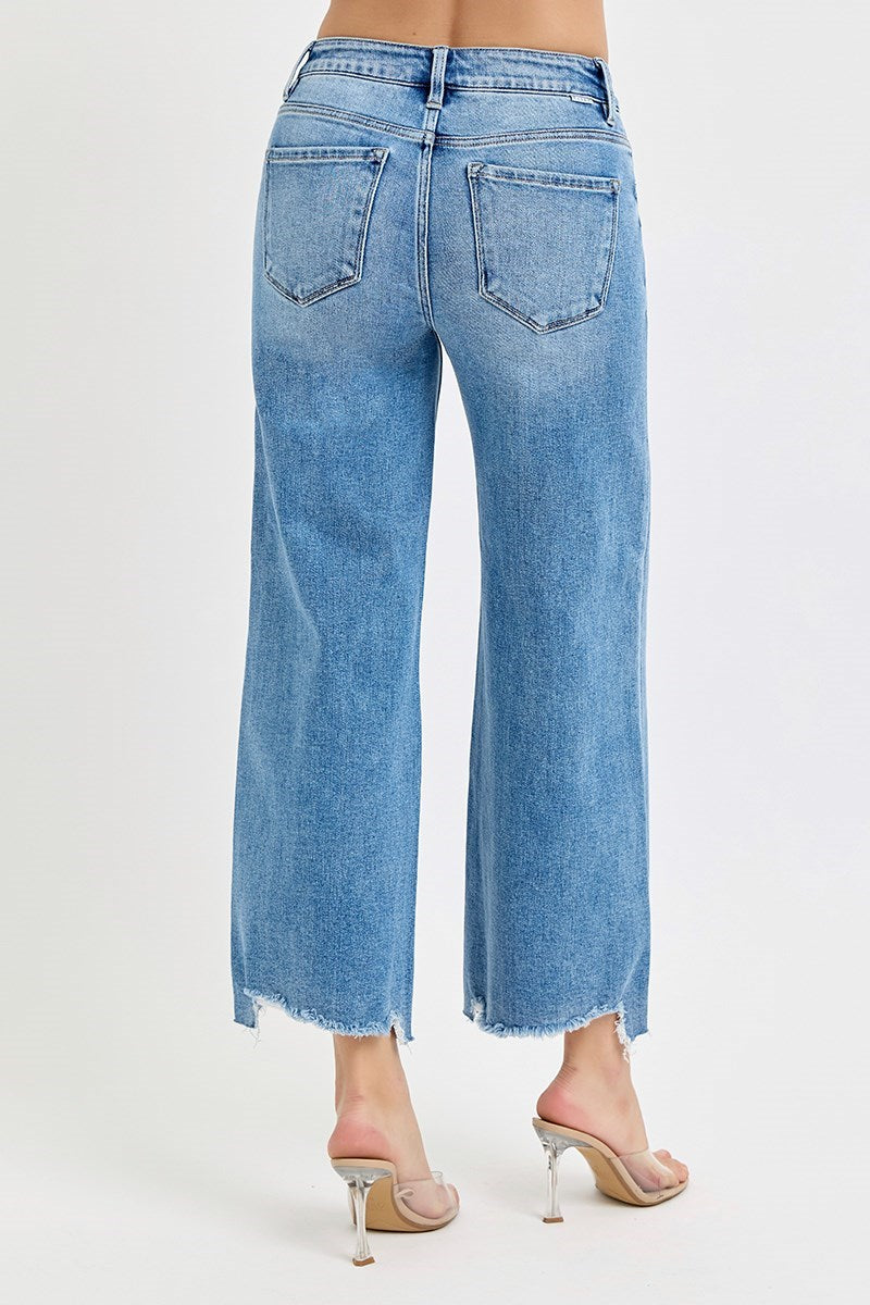 High Rise Crop Wide Leg Medium Jeans