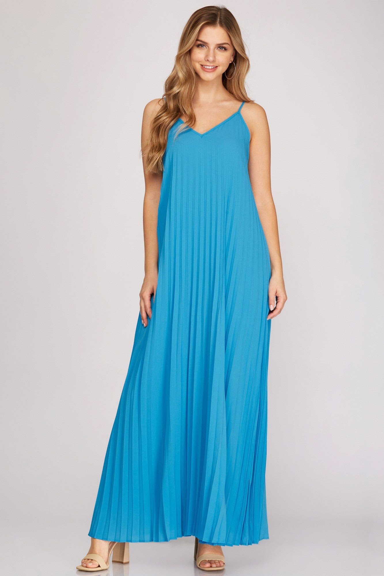 Pleated Woven Maxi Dress