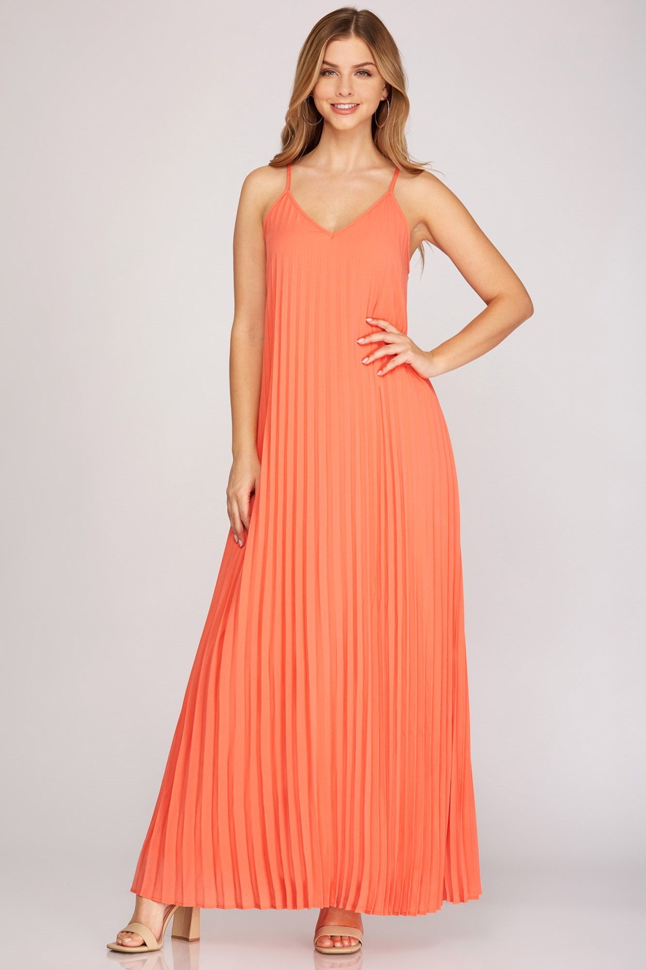 Pleated Woven Maxi Dress
