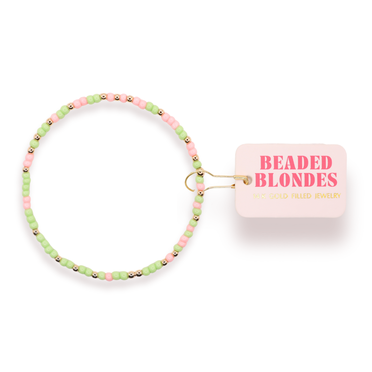 Light Pink and Light Green Sprinkle Bracelet: Standard 6.75 Inch | Beaded Blondes