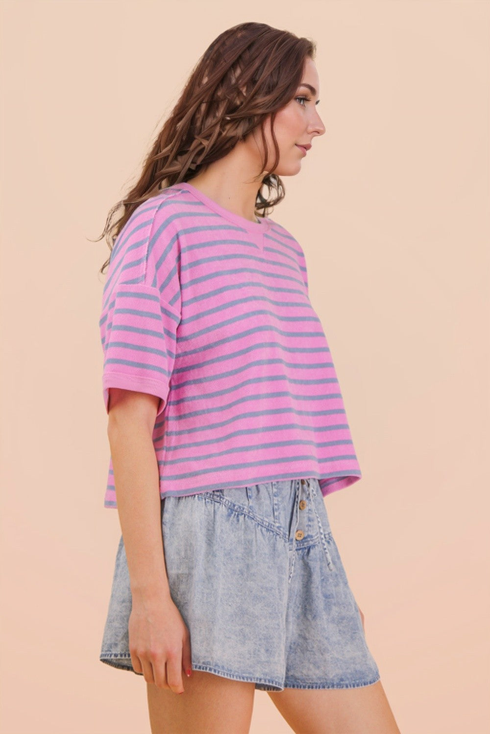 Purple Stripe Crop Top