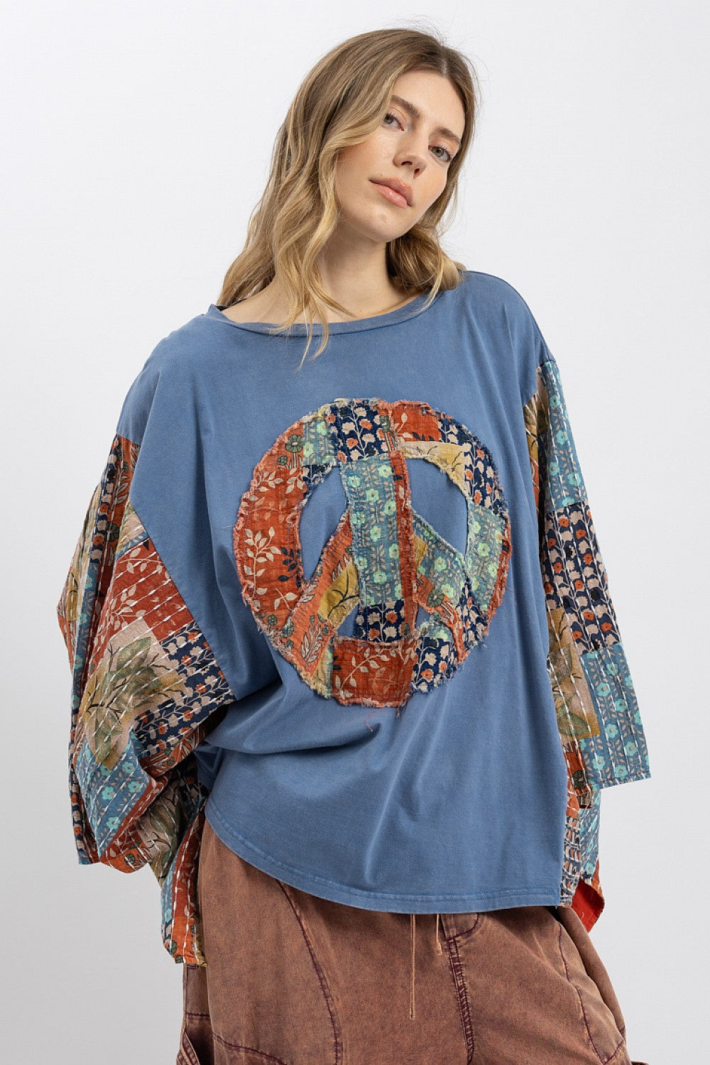 Peace Sign Poncho Sleeve Top