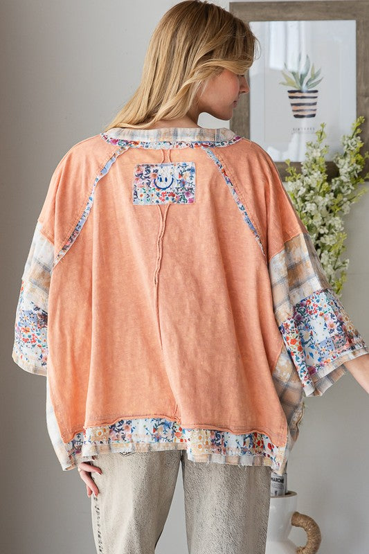 Washed Patchwork oversized Top