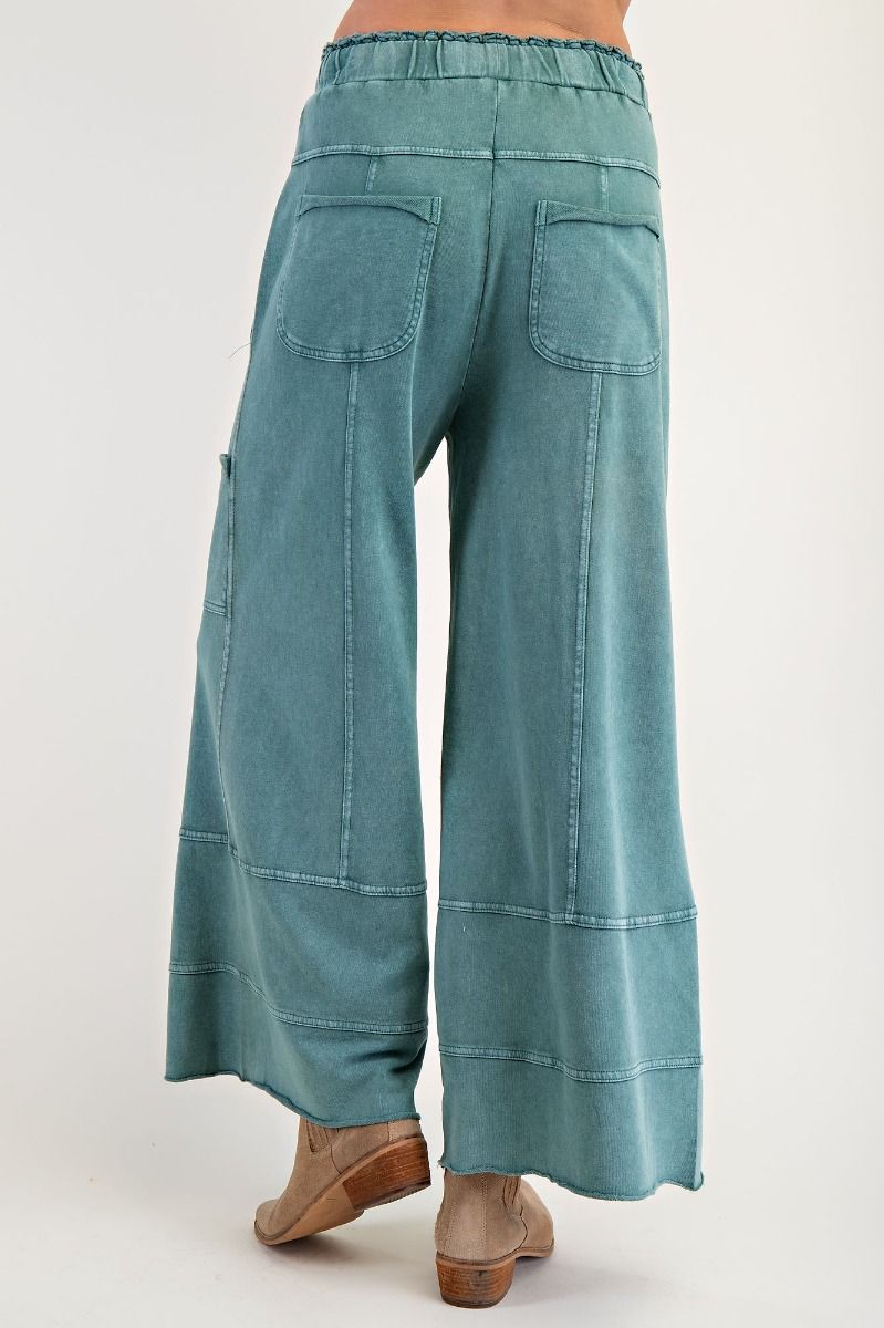 Teal Green • Mineral Washed Terry Knit Pants