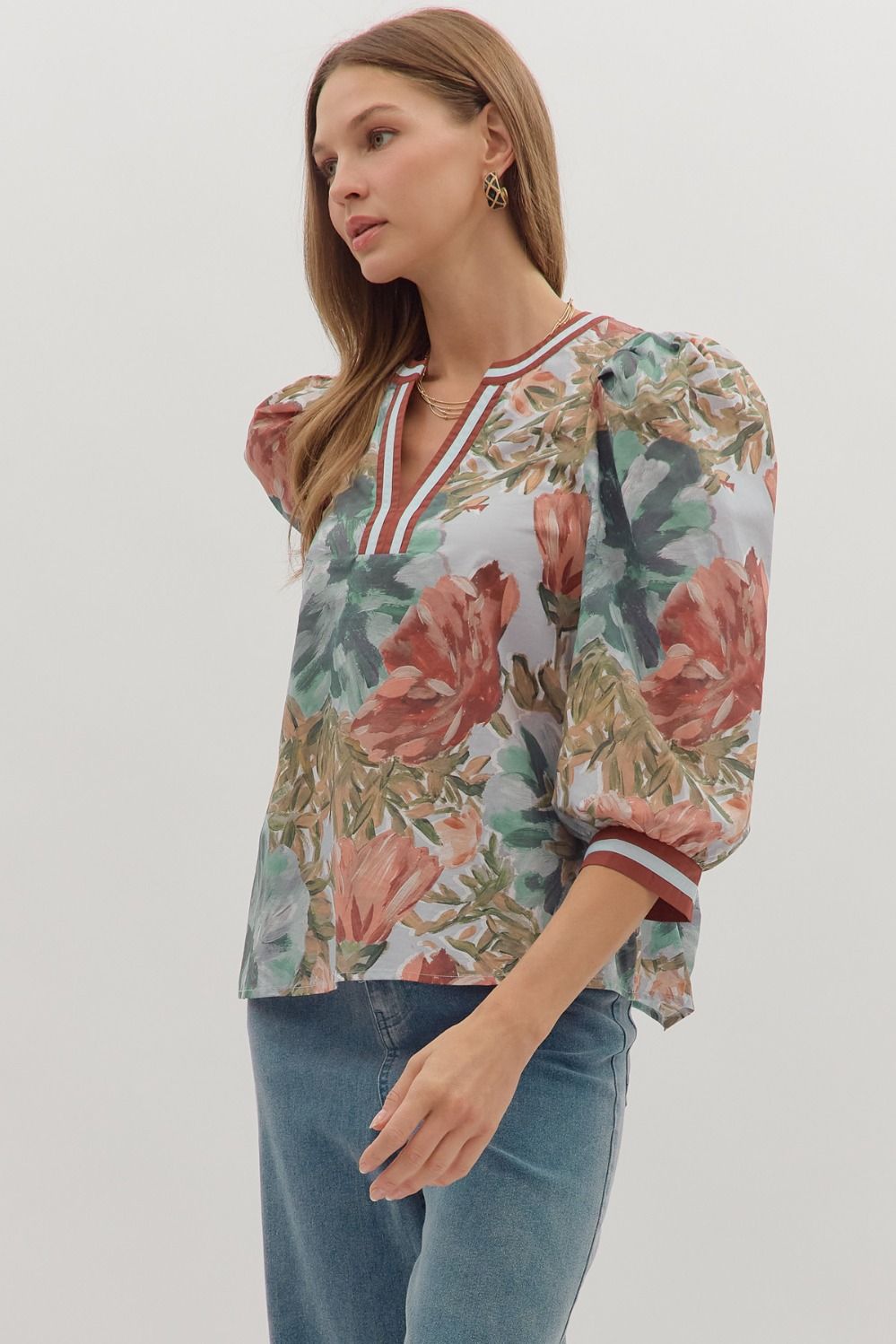 Floral Puff Sleeve Top