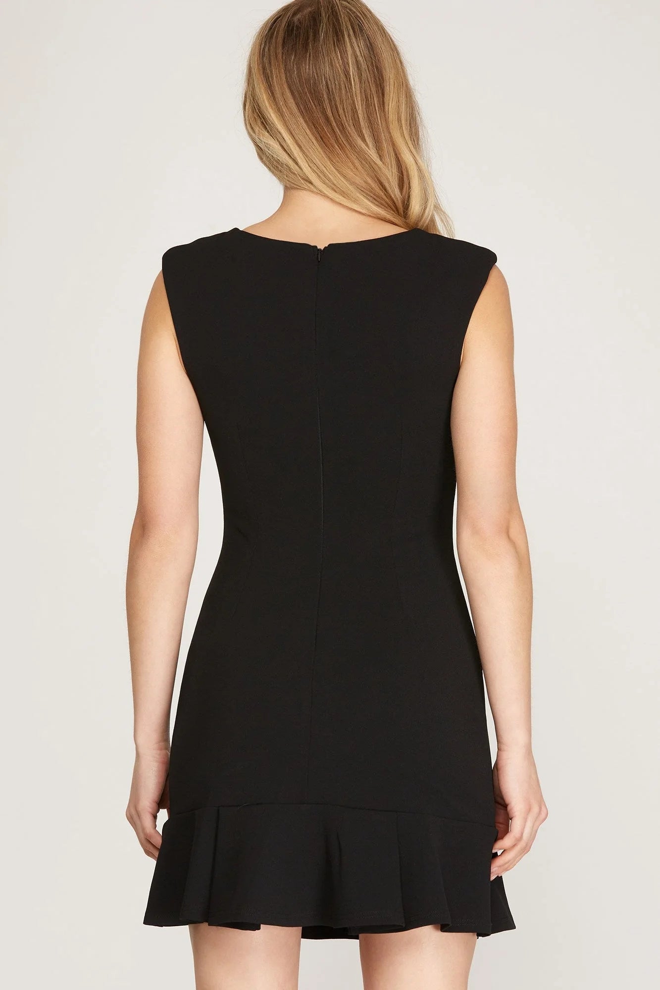 Sleeveless Shoulder Padded Square Neck Dress