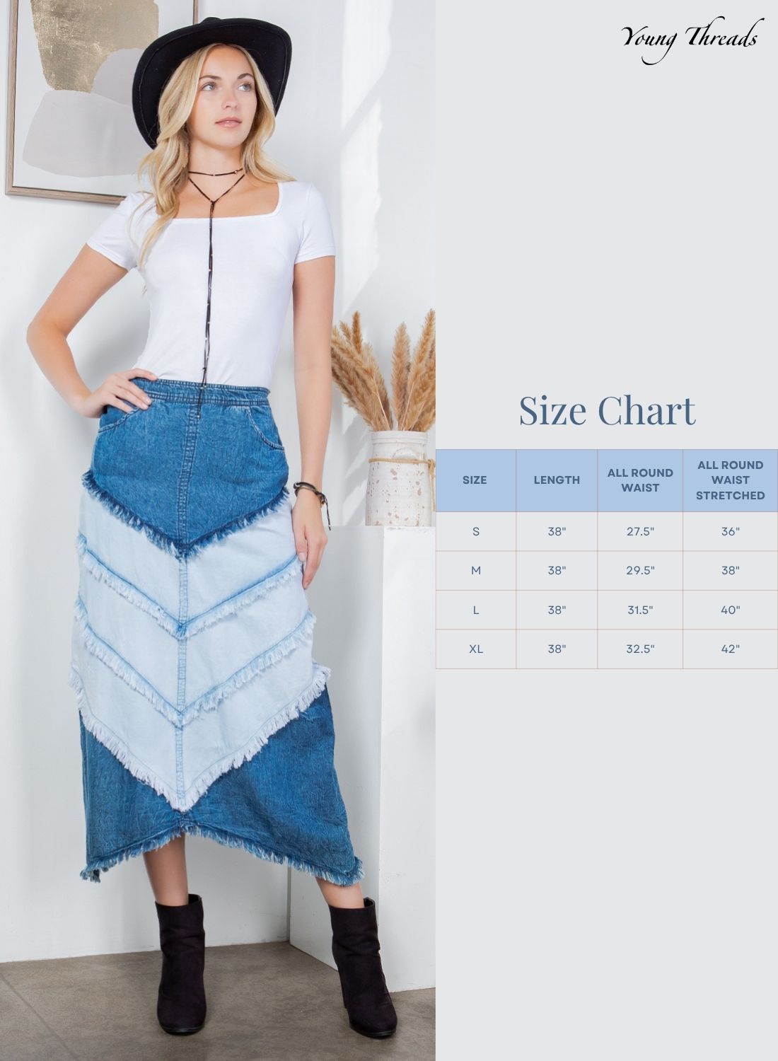 Patchwork Midi Skirt in Denim