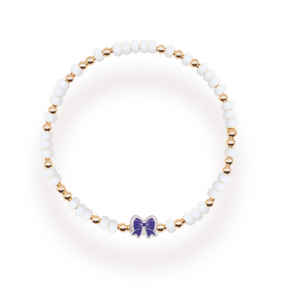 Royal Blue Bow Bracelet: Standard 6.75 inch / Sprinkle | Beaded Blondes