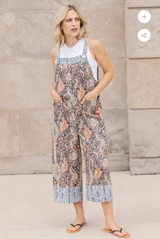 Elora Overall Vintage Up Cycled Cropped Overalls