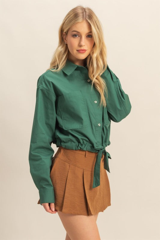 Talk of the Town boutique tie waist blouse