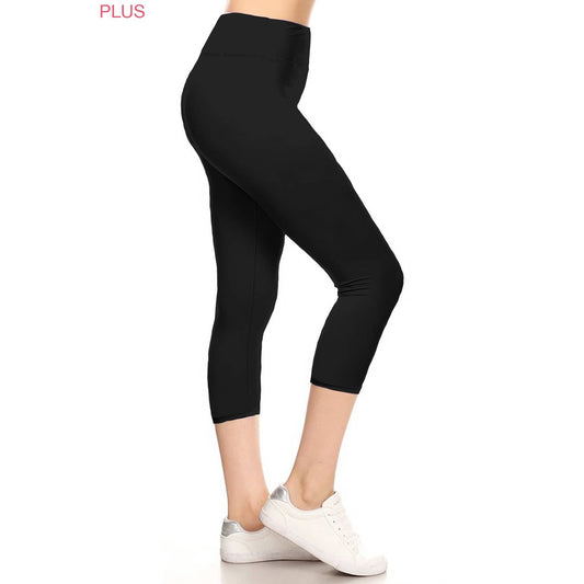 Extra Plus Size 3" Yoga Band High Waist Solid Leggings