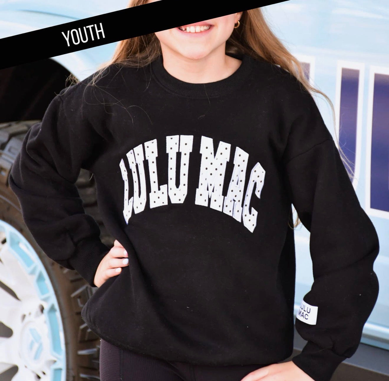 Lulu Mac Youth Black/White Polka Dot Sweatshirt