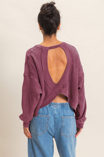 Hyfve-Mineral Wash Waffle Open Back Top
